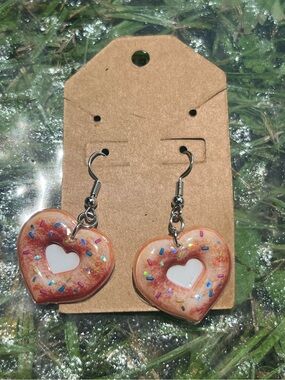 Heart Donut Dangle Earrings
